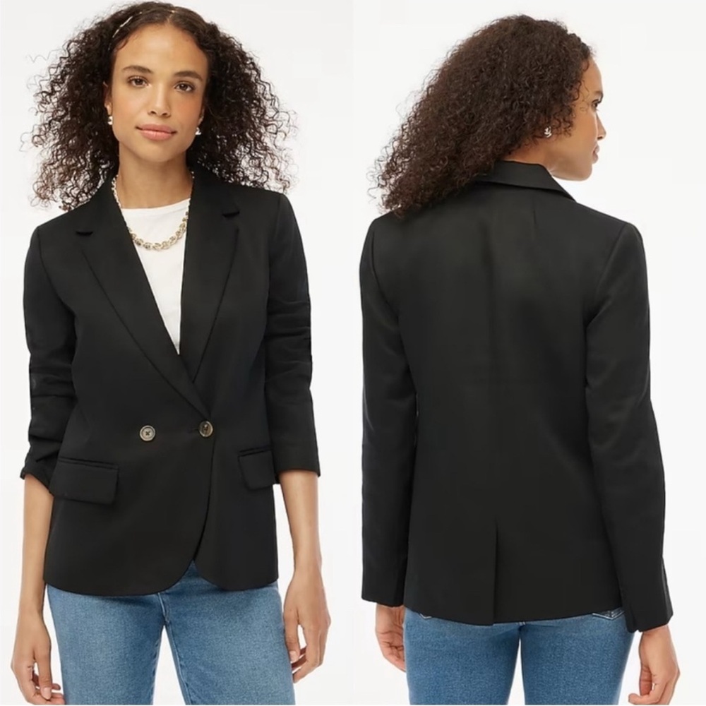 J. Crew Drapey twill double-breasted blazer Sz 10 Black